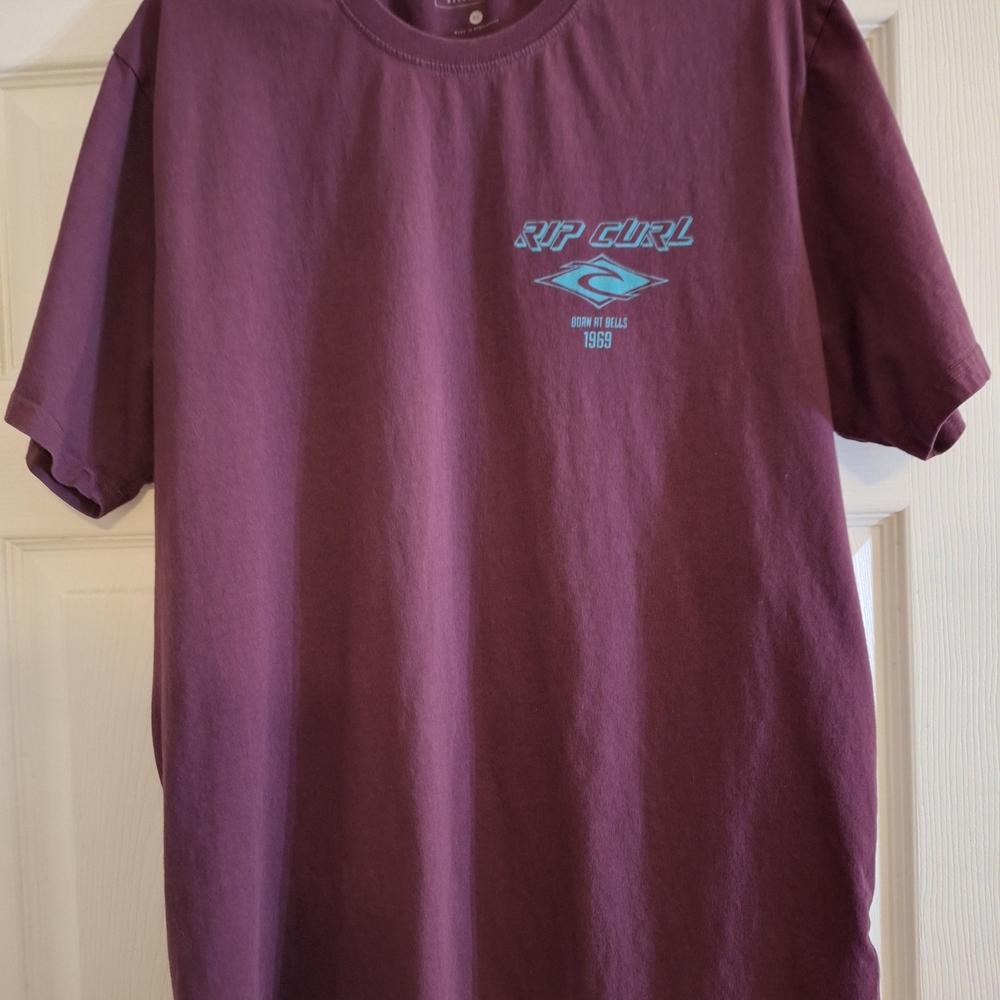 Rip Curl Men's Purple Tee with Blue Logo